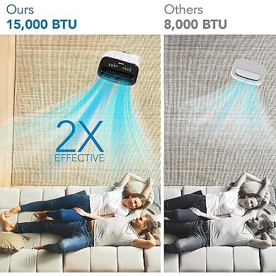 15000 BTU Portable 3-in-1 AC with Dehumidifier, Fan, Sleep Mode, Remote, Timer, 3 Speeds