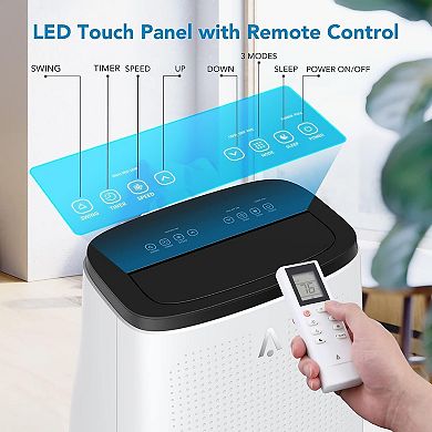 15000 BTU Portable 3-in-1 AC with Dehumidifier, Fan, Sleep Mode, Remote, Timer, 3 Speeds