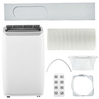 14000 BTU Portable AC, 3-in-1 cooling, dehumidifier, fan, fast & silent, 24H timer, white