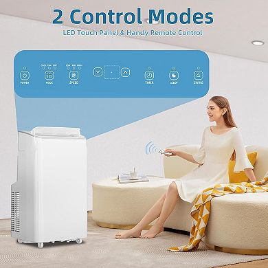 12000 BTU Smart Portable Air Conditioner, Quiet Stand-Alone Unit, Remote Control
