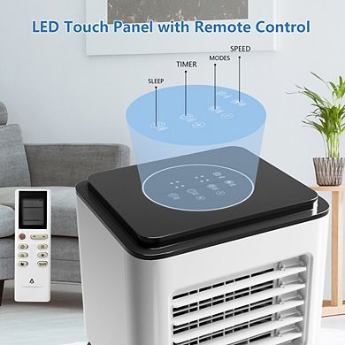 8000 BTU Portable 3-in-1 AC with Dehumidifier, Fan, LED Touch Screen, Compact & Quiet