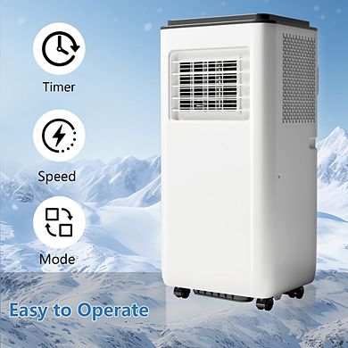 8000 BTU Portable 3-in-1 AC with Dehumidifier, Fan, LED Touch Screen, Compact & Quiet