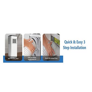 8000 BTU Portable 3-in-1 AC with Dehumidifier, Fan, LED Touch Screen, Compact & Quiet