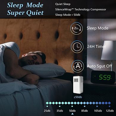 8000 BTU Portable 3-in-1 AC with Dehumidifier, Fan, LED Touch Screen, Compact & Quiet