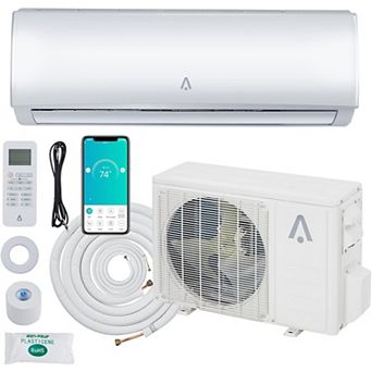 9000 BTU WiFi Split AC, 19 SEER2, 115V, Ductless, Heat Pump, Installation Kit, Cools 450 sq ft