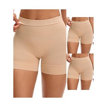 3 Packs Women's High Waisted Boyshorts Underwear Stretch Seamless Control Panties for Under Dresses