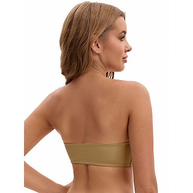 3 Packs Women's Mesh Front Closure Push Up Wirefree Bandeau Strapless Breathable Tube Bras