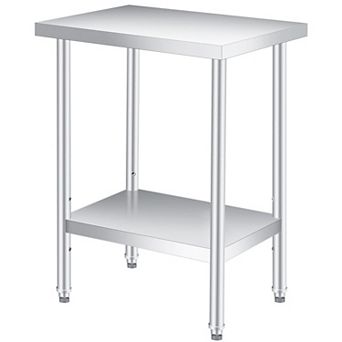 Stainless Steel Table 18x24x35Inch with 2 tier Storage, Adjustable Undershelf, Pre-installed Feet