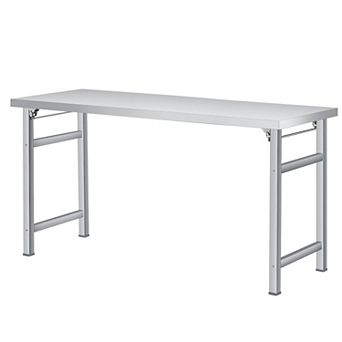 Stainless Steel Folding Table 60x24x31 in 520 lbs Load, Single Tier No Undershelf