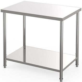 Stainless Steel Table, 60" x 24", 1000 LBS, with Adjustable Undershelf and Galvanized Legs