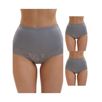 3 Packs Women's High Waisted Body Shaper Tummy Control Slimming Panties Hip Lifter Lace Briefs