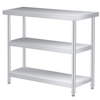 Stainless Steel Table, 18x36x34 Inch, 3 tier Metal Prep Table with 2 Undershelf