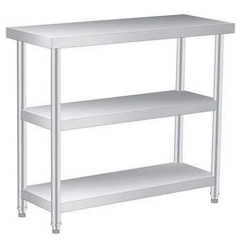 Stainless Steel Table, 14x36x34 Inch, 3 tier Metal Prep Table with 2 Undershelf