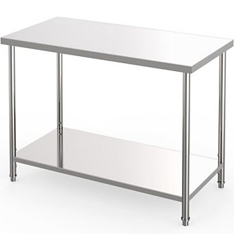 Stainless Steel Table, 60" x 24", 1000 LBS, with Adjustable Undershelf and Galvanized Legs