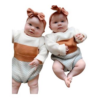 Baby Girls Boys Autumn Striped Knit Romper
