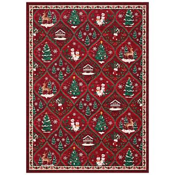 Garvee Christmas Holiday Elegance Rug Ultra Thin Washable Rug for Dining Room Hallway Living Room