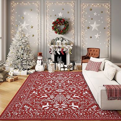 Garvee Classic Christmas Rug Holiday Washable Non Slip Rug for Bedroom Living Room Entrayway Kitchen