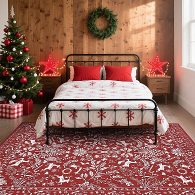 Garvee Classic Christmas Rug Holiday Washable Non Slip Rug for Bedroom Living Room Entrayway Kitchen