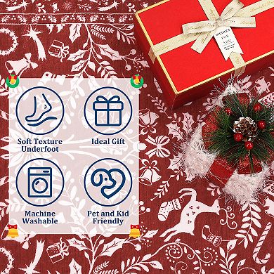 Garvee Classic Christmas Rug Holiday Washable Non Slip Rug for Bedroom Living Room Entrayway Kitchen