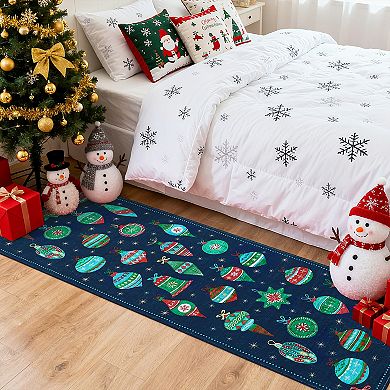 Garvee Ornament Washable Area Rug Festive Bauble Non Slip Carpet for Living Room & Playroom Bedroom