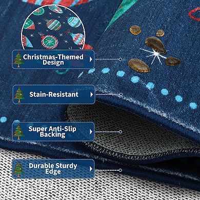 Garvee Ornament Washable Area Rug Festive Bauble Non Slip Carpet for Living Room & Playroom Bedroom