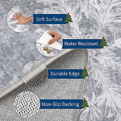 Garvee Christmas Snowflakes Washable Non Slip Area Rug for Entryway Living Room & Festive Spaces