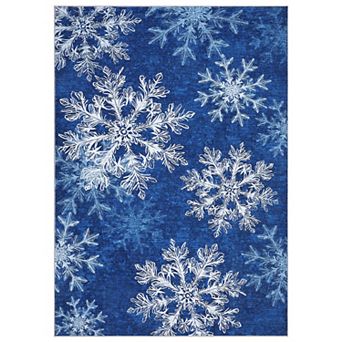 Garvee Christmas Snowflakes Washable Non Slip Area Rug for Entryway Living Room & Festive Spaces
