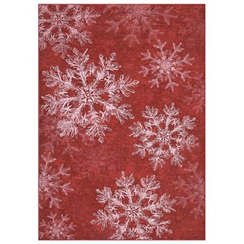 Garvee Christmas Snowflakes Washable Non Slip Area Rug for Entryway Living Room & Festive Spaces