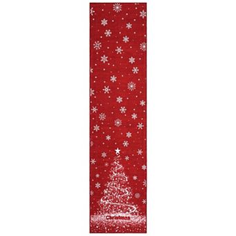 Garvee Festive Stars & Trees Washable Rug Christmas Non Slip Rug for Living Room Bedroom Entrance