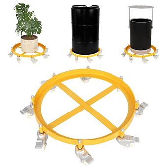 Heavy duty garbage bin handcart with 8 casters, wheeled steel frame handcart