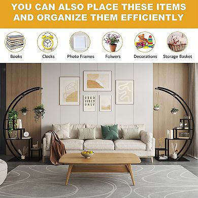 5-layer plant rack, flower pot rack, curved, with suspension, suitable for home terrace gardens