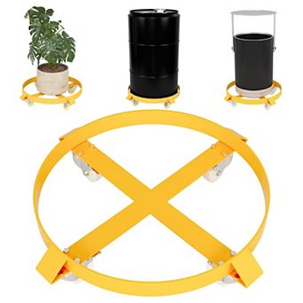 Heavy duty garbage bin handcart with cross bracket and 4 casters, wheeled steel frame handcart