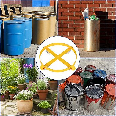 Heavy duty garbage bin handcart with cross bracket and 4 casters, wheeled steel frame handcart