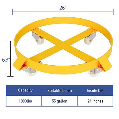 Heavy duty garbage bin handcart with cross bracket and 4 casters, wheeled steel frame handcart