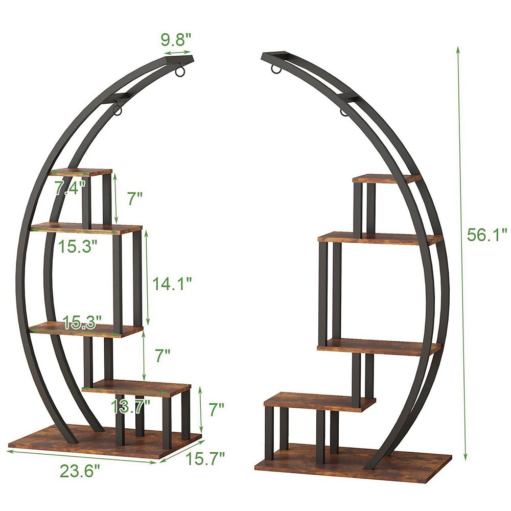 5-layer plant rack, flower pot rack, curved, with suspension, suitable ...