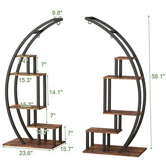 5-layer plant rack, flower pot rack, curved, with suspension, suitable for home terrace gardens