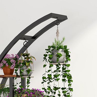 5-layer plant rack, flower pot rack, curved, with suspension, suitable for home terrace gardens