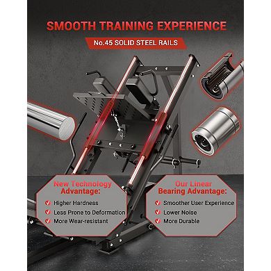 2-in-1 leg trainer and Huck squat trainer, equipped with hydraulic handle.