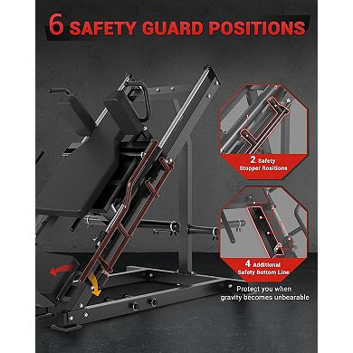 2-in-1 leg trainer and Huck squat trainer, equipped with hydraulic handle.