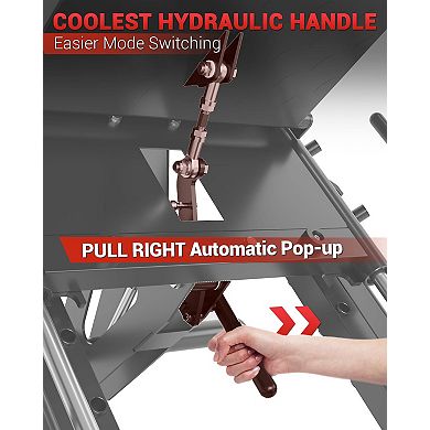 2-in-1 leg trainer and Huck squat trainer, equipped with hydraulic handle.