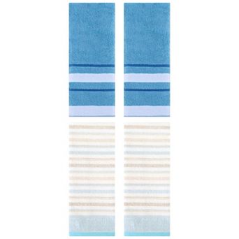 4 pc Striped Pattern Hand Towels, Soft Absorbent Hand Towel Bathroom Towels 13"x27"&13"x29"