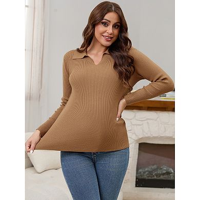 Women's Maternity Tops Sweater Long Sleeve Turndown V Neck Tunic Blouse Pregnancy Clothes