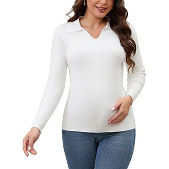 Women's Maternity Tops Sweater Long Sleeve Turndown V Neck Tunic Blouse Pregnancy Clothes