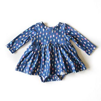 Long Sleeve Bubble Romper in Navy Ice Cream
