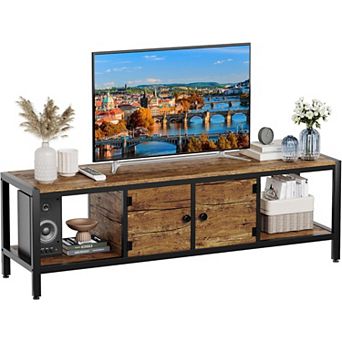65 Inch TV Stand with Storage for TVs up to 75 Inch, Wooden, Grey