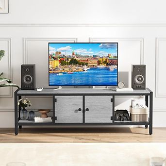 65 Inch TV Stand with Storage for TVs up to 75 Inch, Wooden, Grey