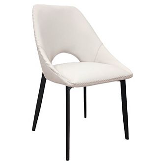 LeisureMod Amalfi Upholstered Fabric Dining Chair with Iron Legs for Dining Room or Kitchen
