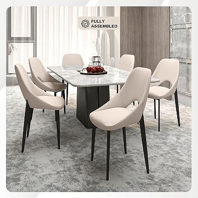 LeisureMod Amalfi Upholstered Fabric Dining Chair with Iron Legs for Dining Room or Kitchen