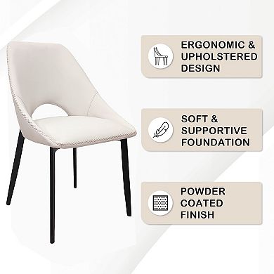LeisureMod Amalfi Upholstered Fabric Dining Chair with Iron Legs for Dining Room or Kitchen
