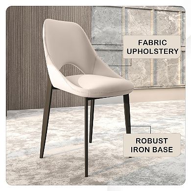 LeisureMod Amalfi Upholstered Fabric Dining Chair with Iron Legs for Dining Room or Kitchen